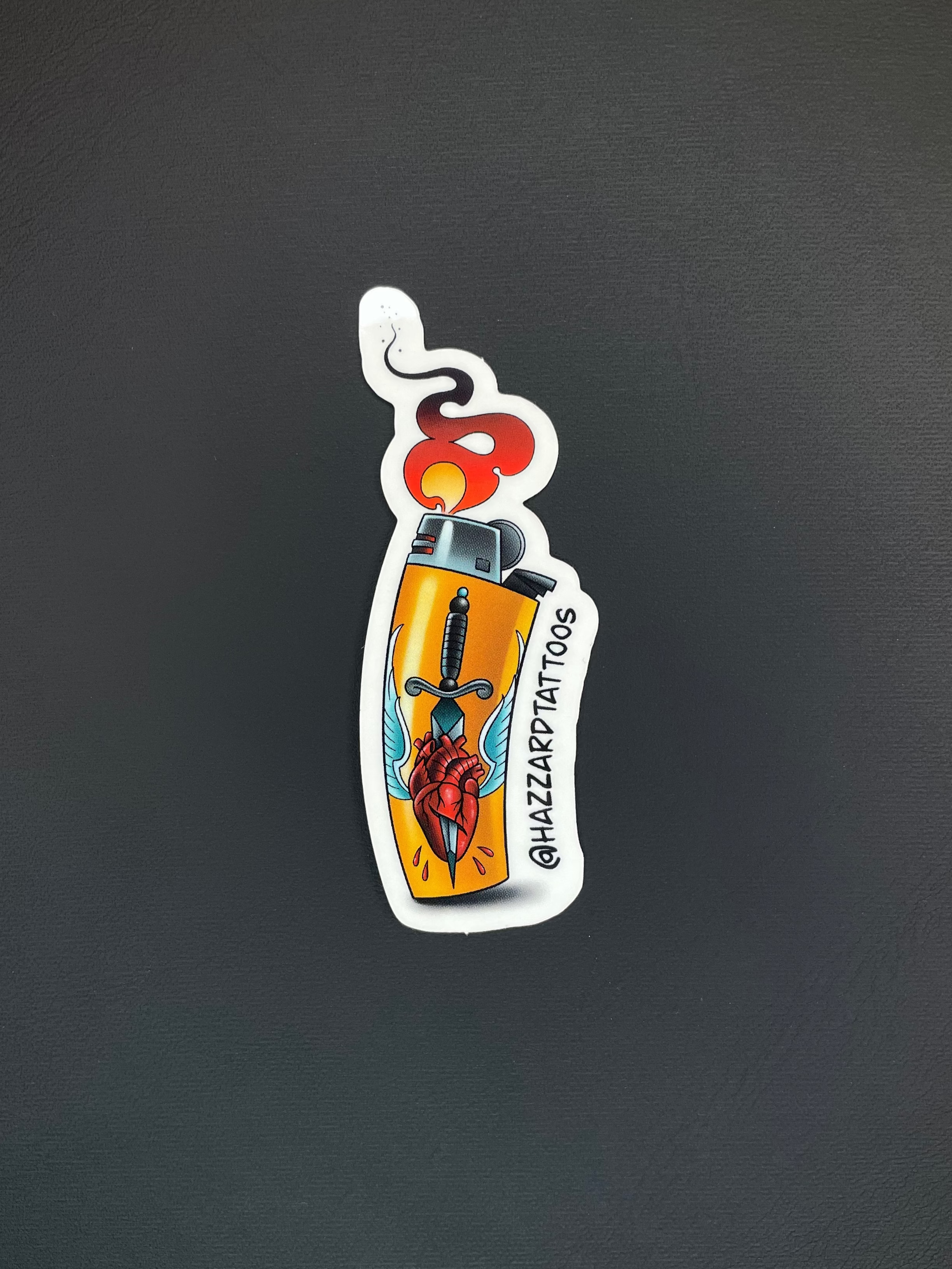 Sticker of a tattoo design on a black background